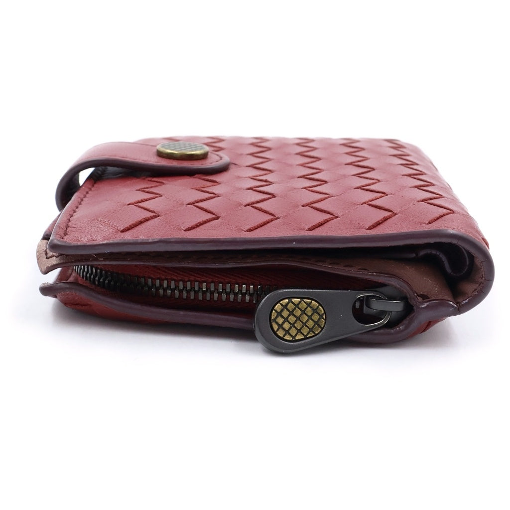 BOTTEGA VENETA(ボッテガヴェネタ) イントレチャート レザーウォレット 二つ折り財布 コインケース 小銭入れ ボルドー レディース