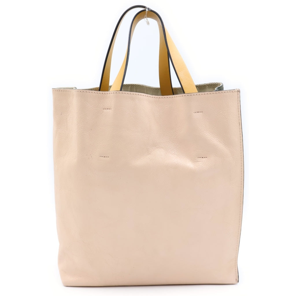 MARNI(マルニ) MUSEO SOFT ミュゼオ ソフト スモール トート ハンド ショルダーバッグ レザー カーキ/ピンク SHMP0018U1 レディース