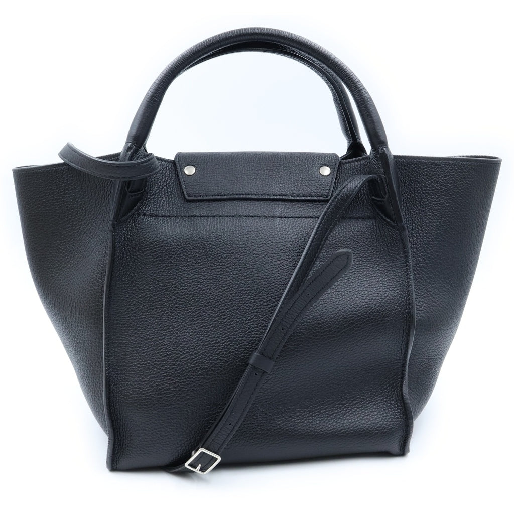 CELINE(セリーヌ) ビッグバッグ スモール レザー 2WAY ハンド ショルダー トートバッグ シルバー金具 ブラック 183313A4U レディース