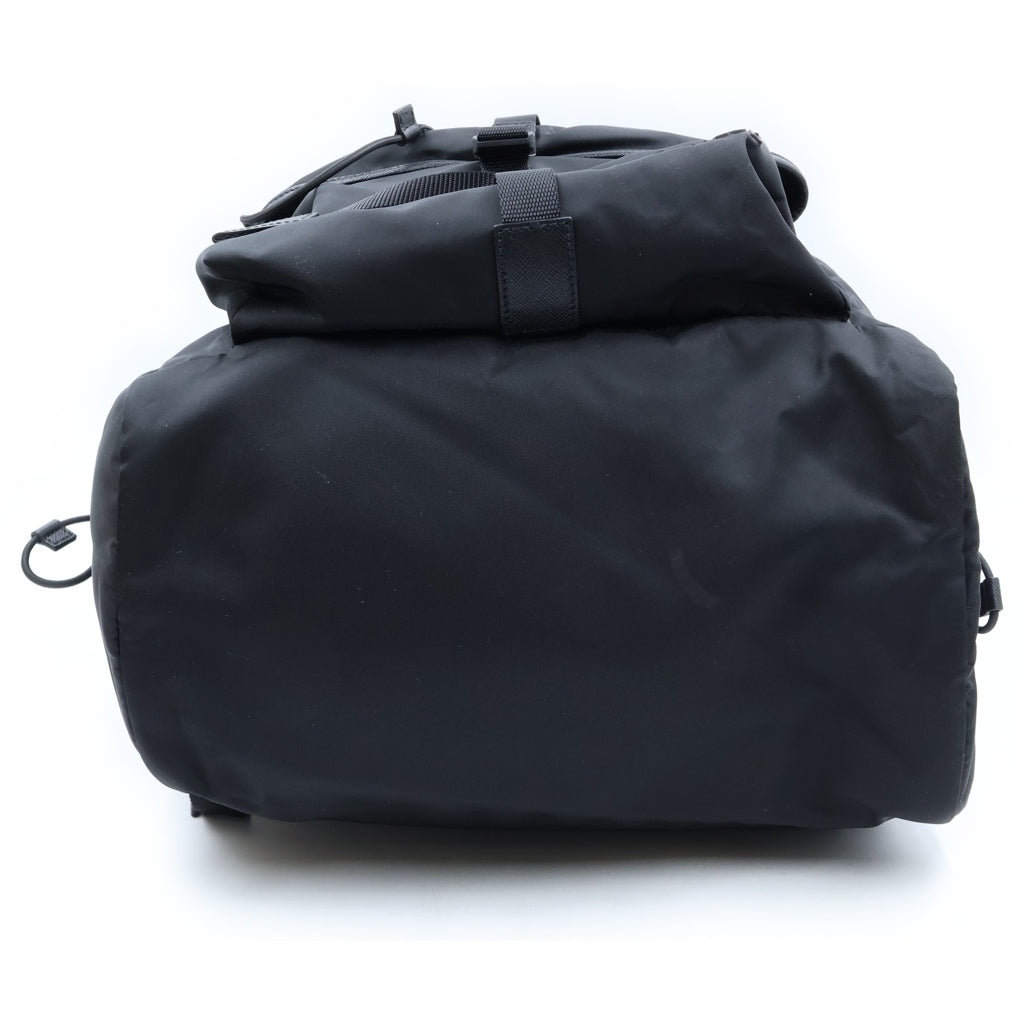 PRADA(プラダ) トライアングルロゴ リナイロン バックパック リュック サフィアーノレザー ナイロン ブラック 2VZ079 レディース