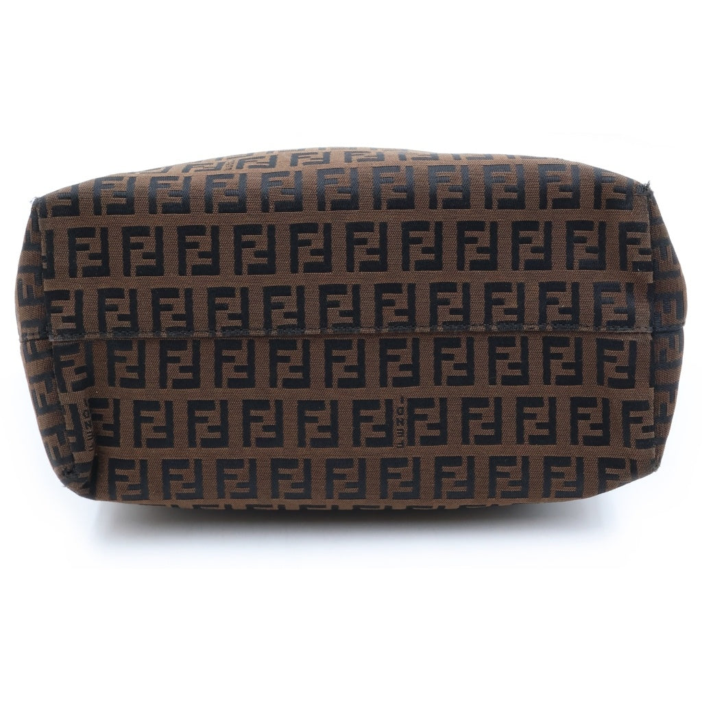 FENDI(フェンディ) ズッカ柄 ハンドバッグ キャンバス レザー ロゴ ブラウン レディース