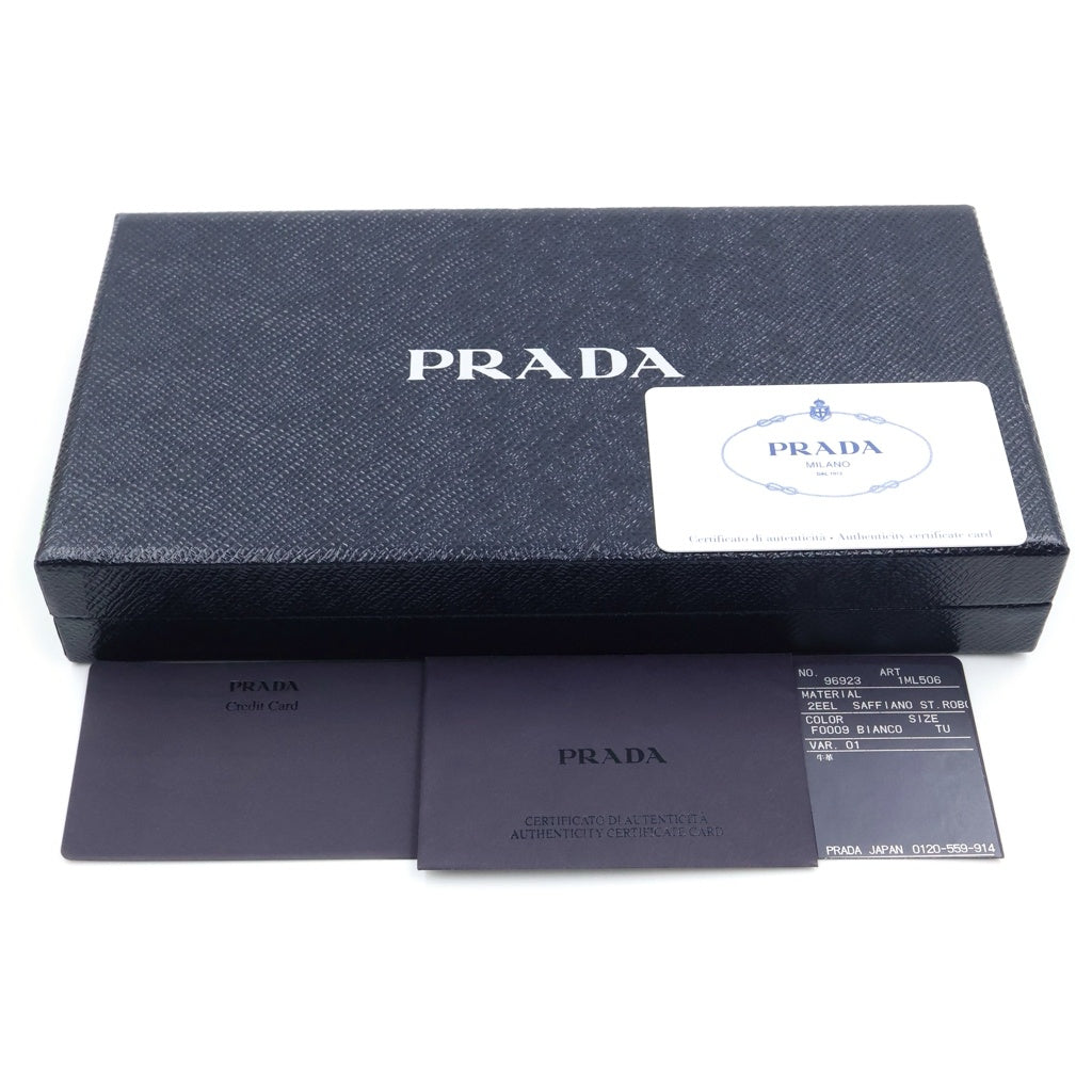 PRADA(プラダ) ロボットプリント サフィアーノ ラウンドジップ 長財布 ホワイト×マルチカラー 1ML506 レディース