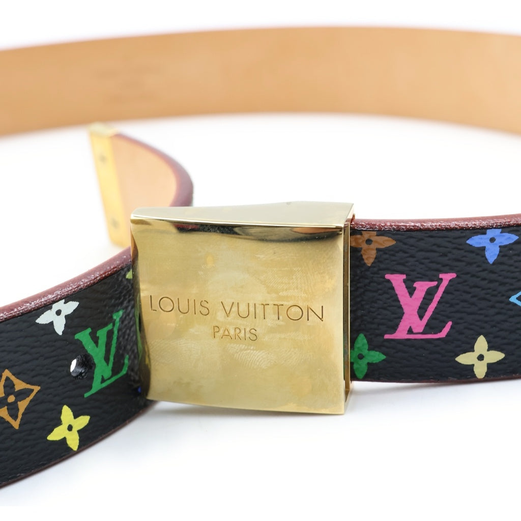LOUIS VUITTON(ルイヴィトン) モノグラム・マルチカラー サンチュール キャレ ベルト ブラック PVC×レザー M9271 レディース