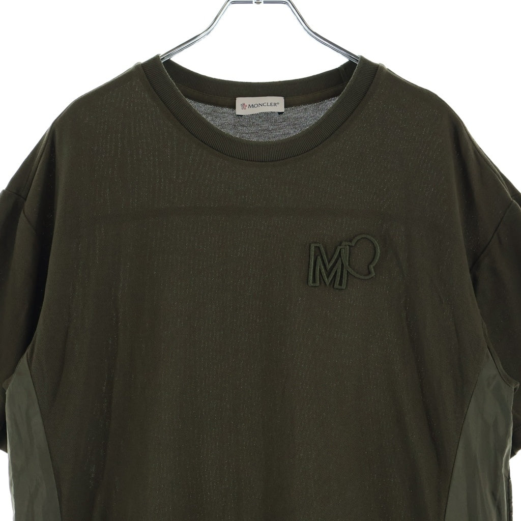 MONCLER(モンクレール) ABITO アビト ロゴ刺繍 コットン 半袖切替 ワンピース カーキ #M G10938I72310 レディース