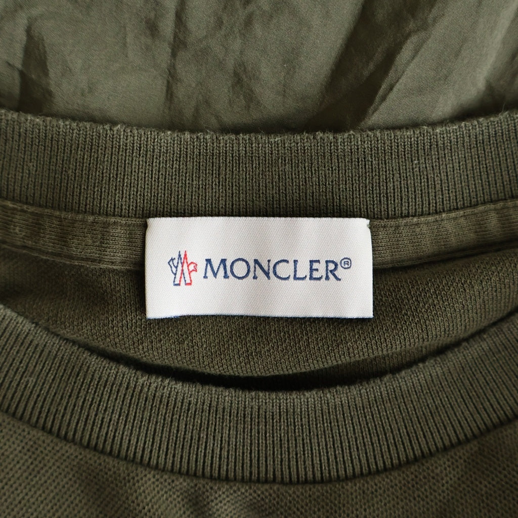 MONCLER(モンクレール) ABITO アビト ロゴ刺繍 コットン 半袖切替 ワンピース カーキ #M G10938I72310 レディース