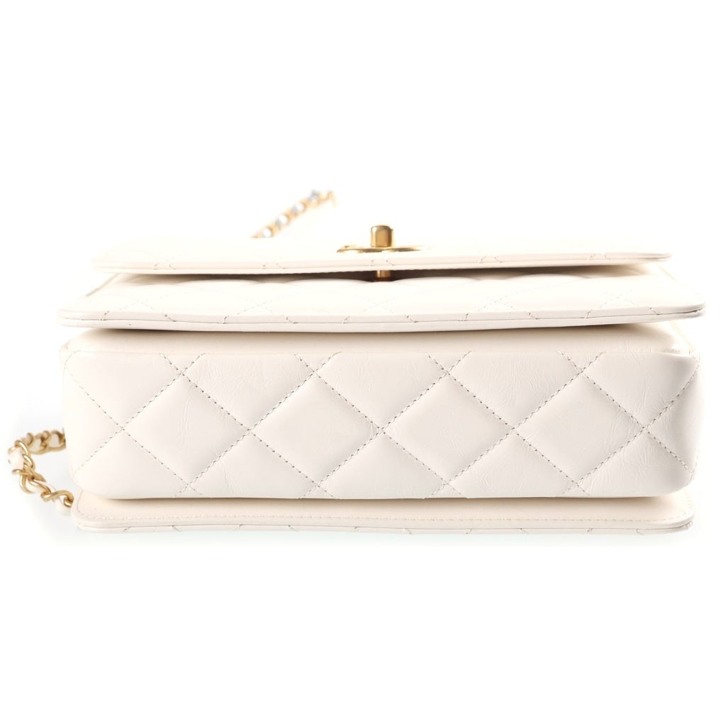 CHANEL(シャネル) マトラッセ ココハンドル ラムスキン ゴールド金具 チェーンショルダーバッグ ハンドバッグ ホワイト AS3908 レディース
