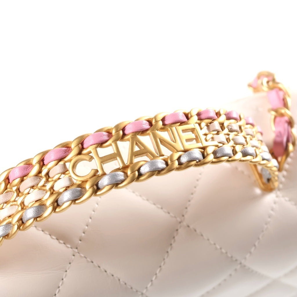 CHANEL(シャネル) マトラッセ ココハンドル ラムスキン ゴールド金具 チェーンショルダーバッグ ハンドバッグ ホワイト AS3908 レディース