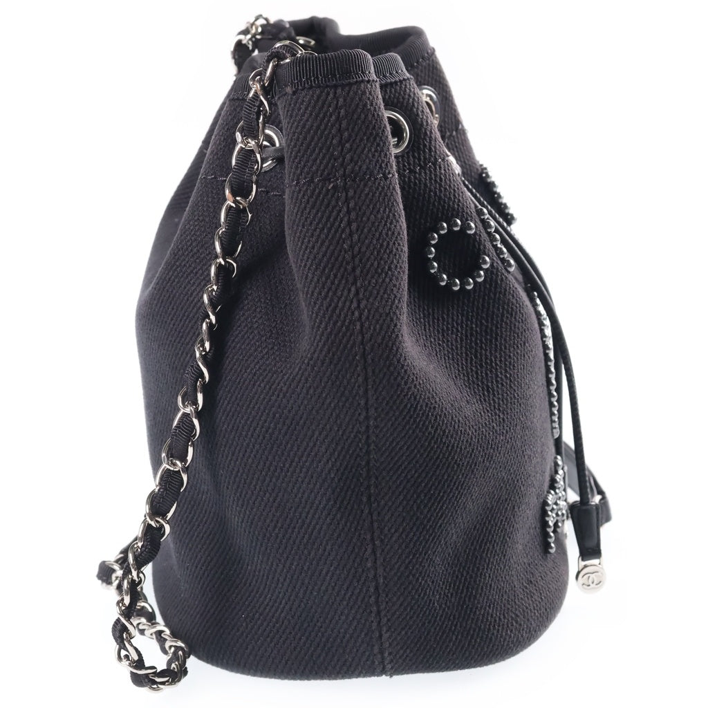 CHANEL(シャネル) ドーヴィル ドローストリング 巾着ショルダーバッグ キャンバス ブラック AS1045 29番台 レディース