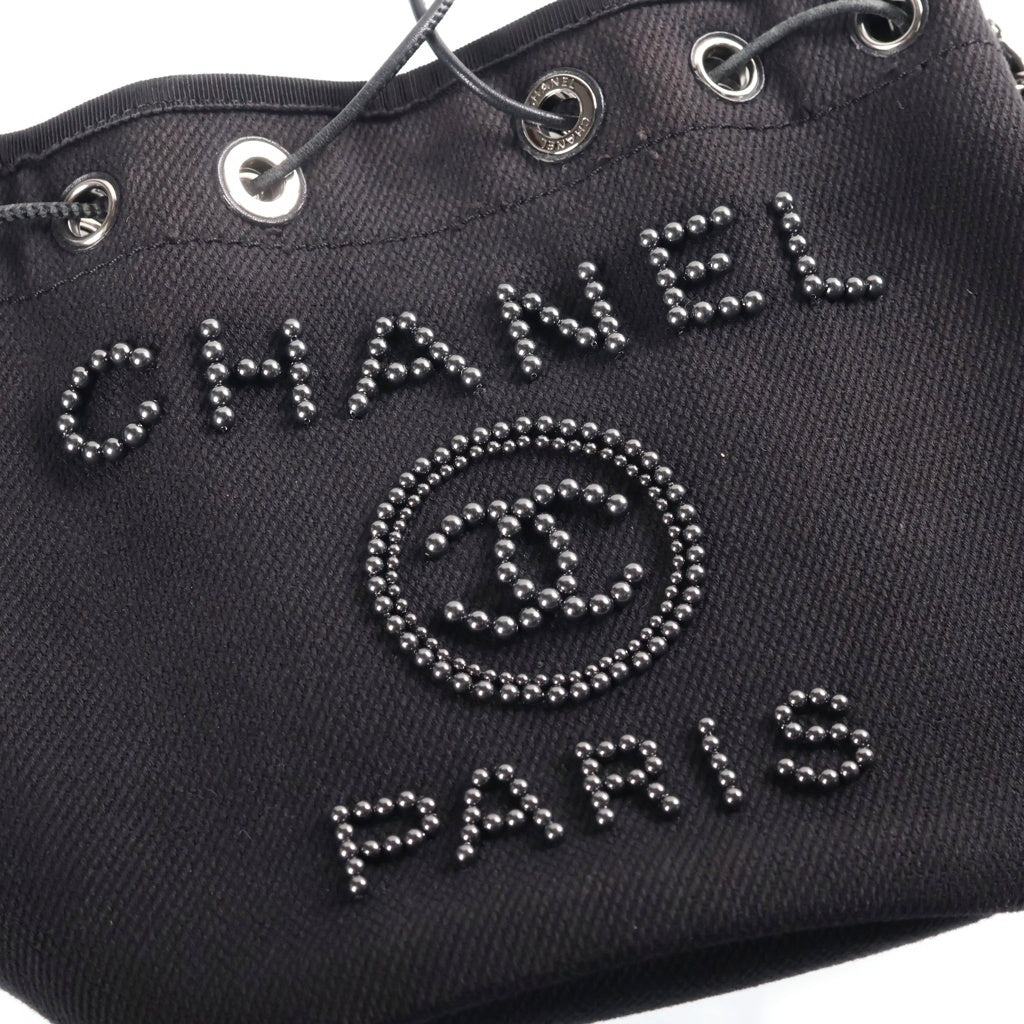 CHANEL(シャネル) ドーヴィル ドローストリング 巾着ショルダーバッグ キャンバス ブラック AS1045 29番台 レディース