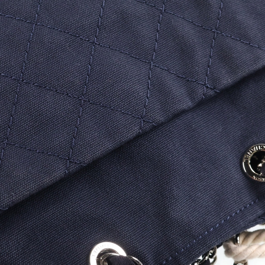 CHANEL(シャネル) 2019年クルーズコレクション ココマーク チェーン装飾 トート ショルダーバッグ キャンバス ネイビー 27番台 レディース
