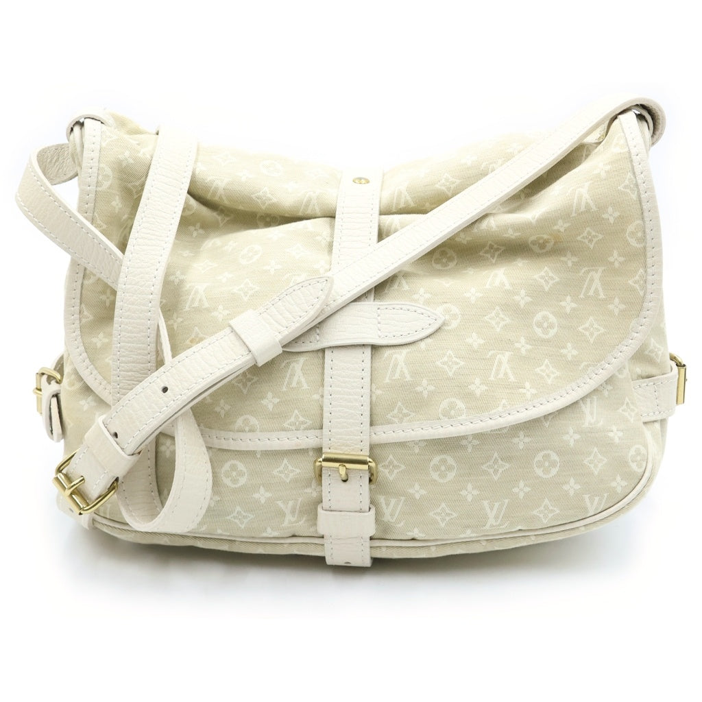 LOUIS VUITTON(ルイヴィトン) モノグラム ミニラン ソミュール30 ショルダーバッグ アイボリー レザー×キャンバス M95314 ゴールド金具 レディース