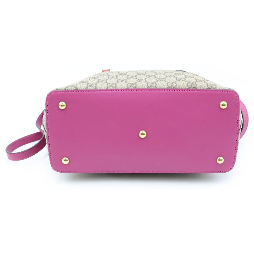 GUCCI(グッチ) GGスプリーム ハンド ショルダーバッグ 2WAY PVC レザー ブラウン/レッド 429147 レディース