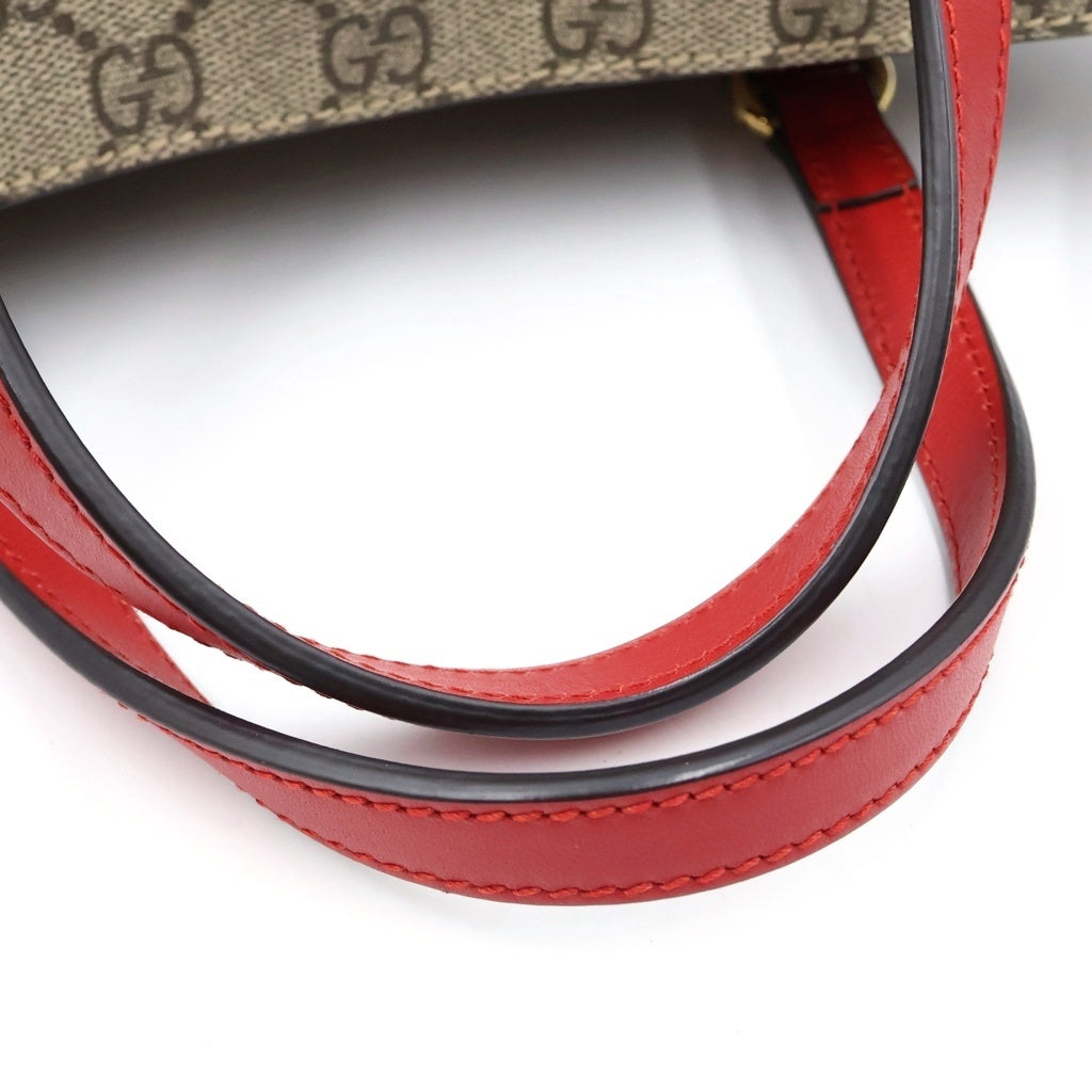 GUCCI(グッチ) GGスプリーム ハンド ショルダーバッグ 2WAY PVC レザー ブラウン/レッド 429147 レディース