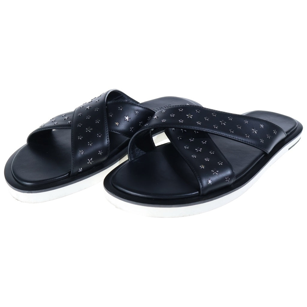 JIMMY CHOO(ジミーチュウ) パルモ スタースタッズ レザー クロスサンダル ブラック