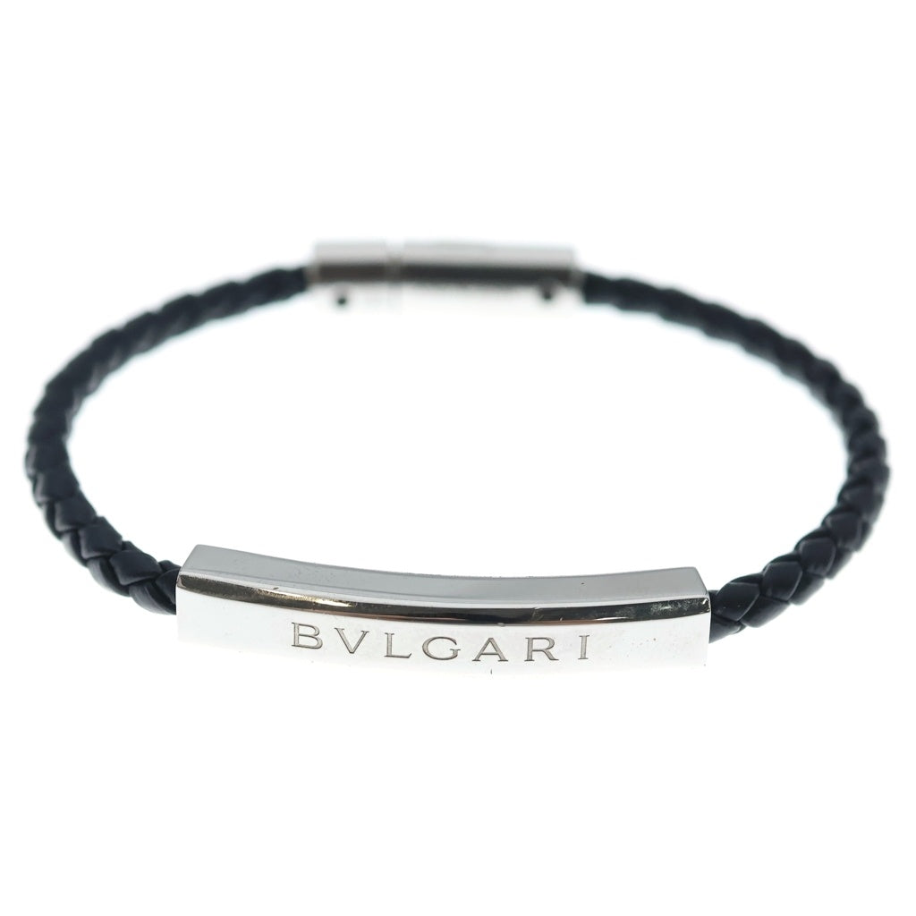 BVLGARI(ブルガリ) ブルガリ レザーブレスレットSV925 ブラック/シルバー