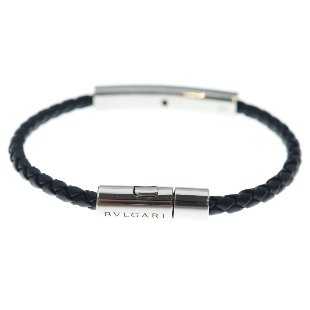 BVLGARI(ブルガリ) ブルガリ レザーブレスレットSV925 ブラック/シルバー