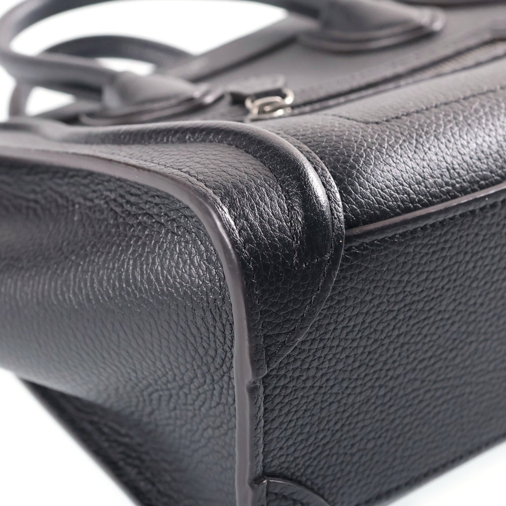 CELINE(セリーヌ) ラゲージ ナノショッパー ハンドバッグ ショルダーバッグ 2WAYバッグ ブラック レザー189243DRU レディース