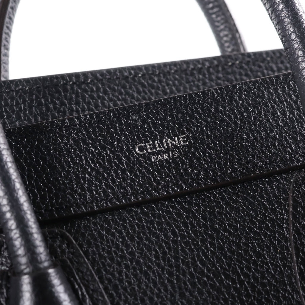 CELINE(セリーヌ) ラゲージ ナノショッパー ハンドバッグ ショルダーバッグ 2WAYバッグ ブラック レザー189243DRU レディース
