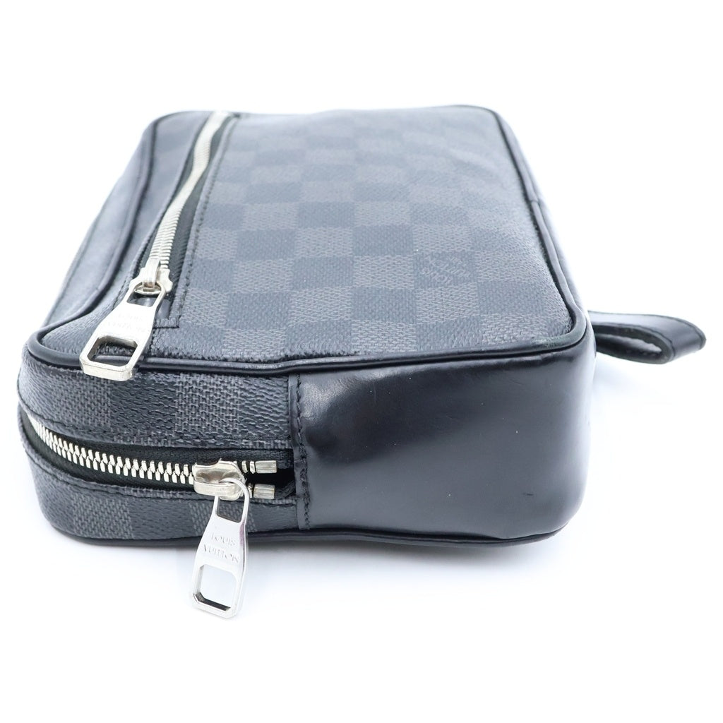 LOUIS VUITTON(ルイヴィトン) ダミエ・グラフィット ポシェット・カサイ クラッチバッグ セカンドバッグ ポーチ ケース ブラック レザー×PVC N41664 シルバー金具
