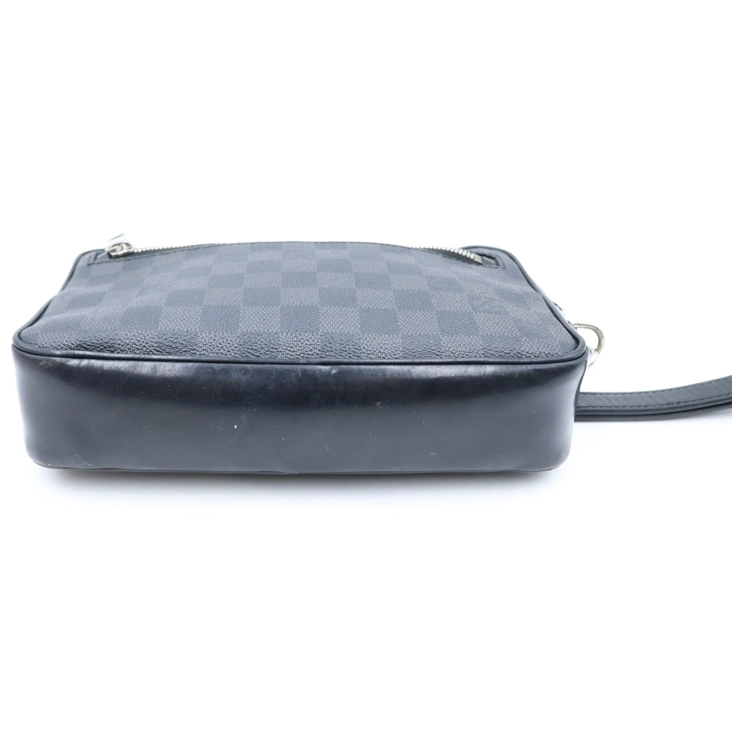 LOUIS VUITTON(ルイヴィトン) ダミエ・グラフィット ポシェット・カサイ クラッチバッグ セカンドバッグ ポーチ ケース ブラック レザー×PVC N41664 シルバー金具