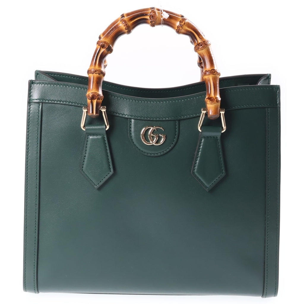 GUCCI(グッチ) ダイアナ バンブー ミディアム レザー 2WAY ハンド ショルダー バッグ グリーン 853226 レディース