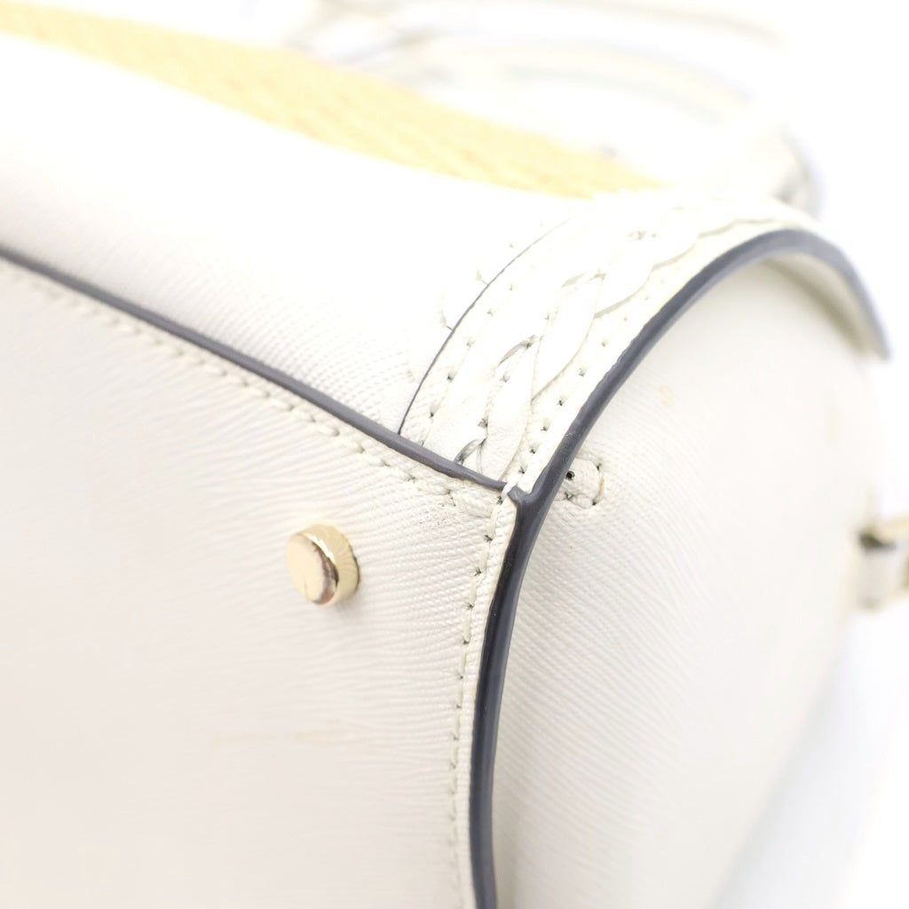 Kate Spade(ケイトスペード) ハンドバッグ ショルダーバッグ 2WAY ホワイト×ベージュ ラフィア×レザー レディース