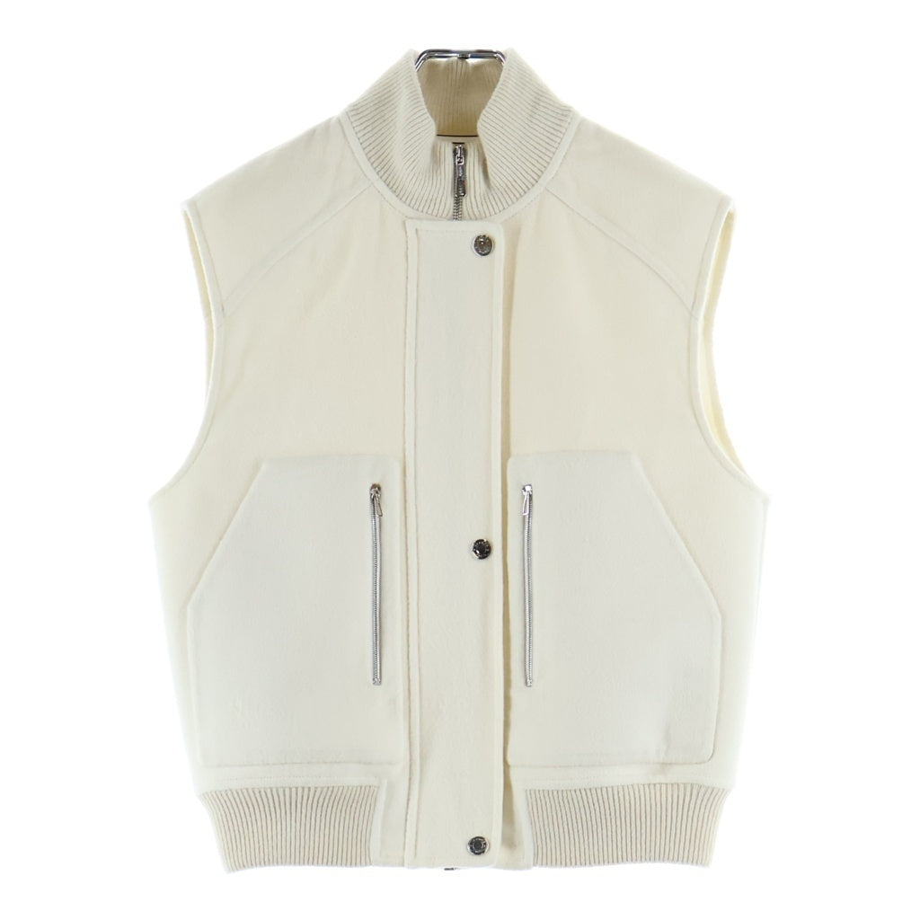 HERMES(エルメス) Cashmere Zip-Up Vest カシミヤ ジップアップベスト 比翼 ホワイト 5H0249DA レディース