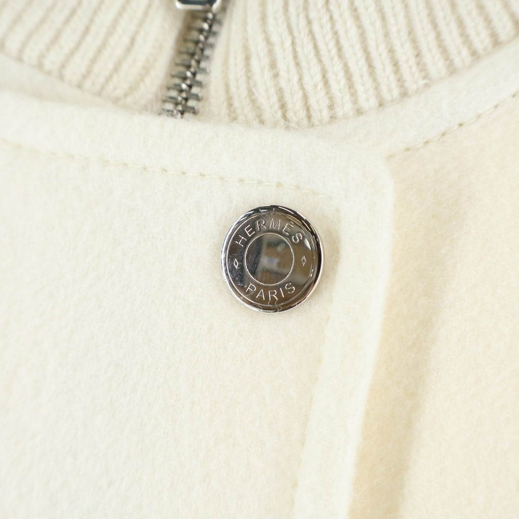 HERMES(エルメス) Cashmere Zip-Up Vest カシミヤ ジップアップベスト 比翼 ホワイト 5H0249DA レディース