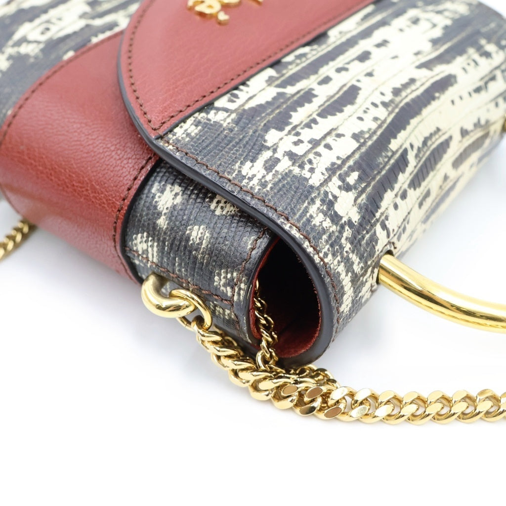 Chloe(クロエ) アビーロック 2WAYハンドバッグ チェーンショルダーバッグ レザー ゴールド金具 ボルドー/グレー レディース