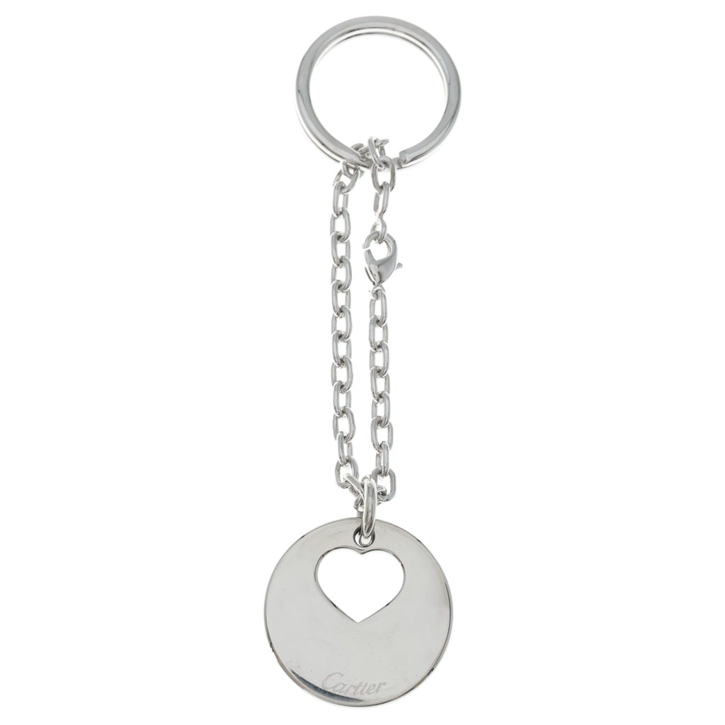 Cartier(カルティエ) ハートプレート キーリング キーホルダー バッグチャーム シルバー レザー レディース