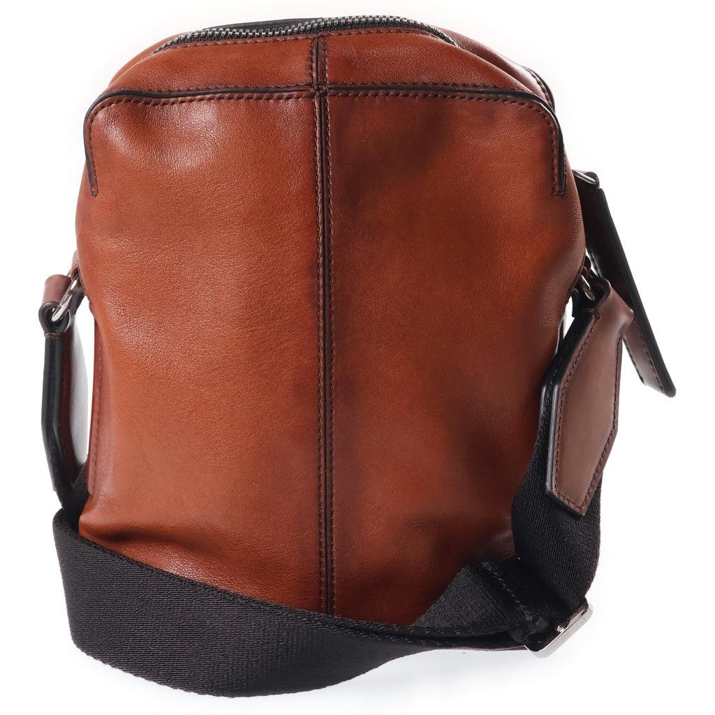 Berluti(ベルルッティ) モノリスPM スクリット カリグラフィ ショルダーバッグ ボディバッグ ブラウン レザー シルバー金具