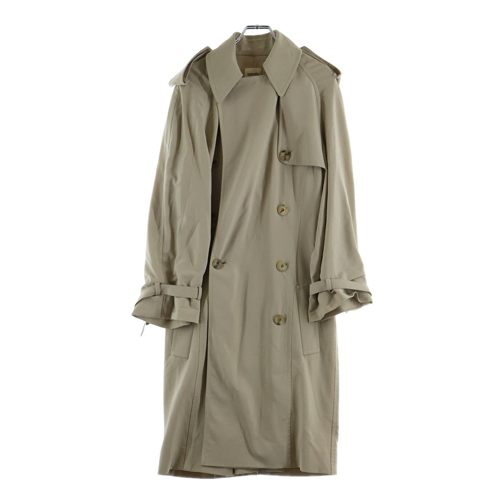 HERMES(エルメス) Wool Trench Coat ウール トレンチコート ダブルブレスト フランス製 ベージュ レディース
