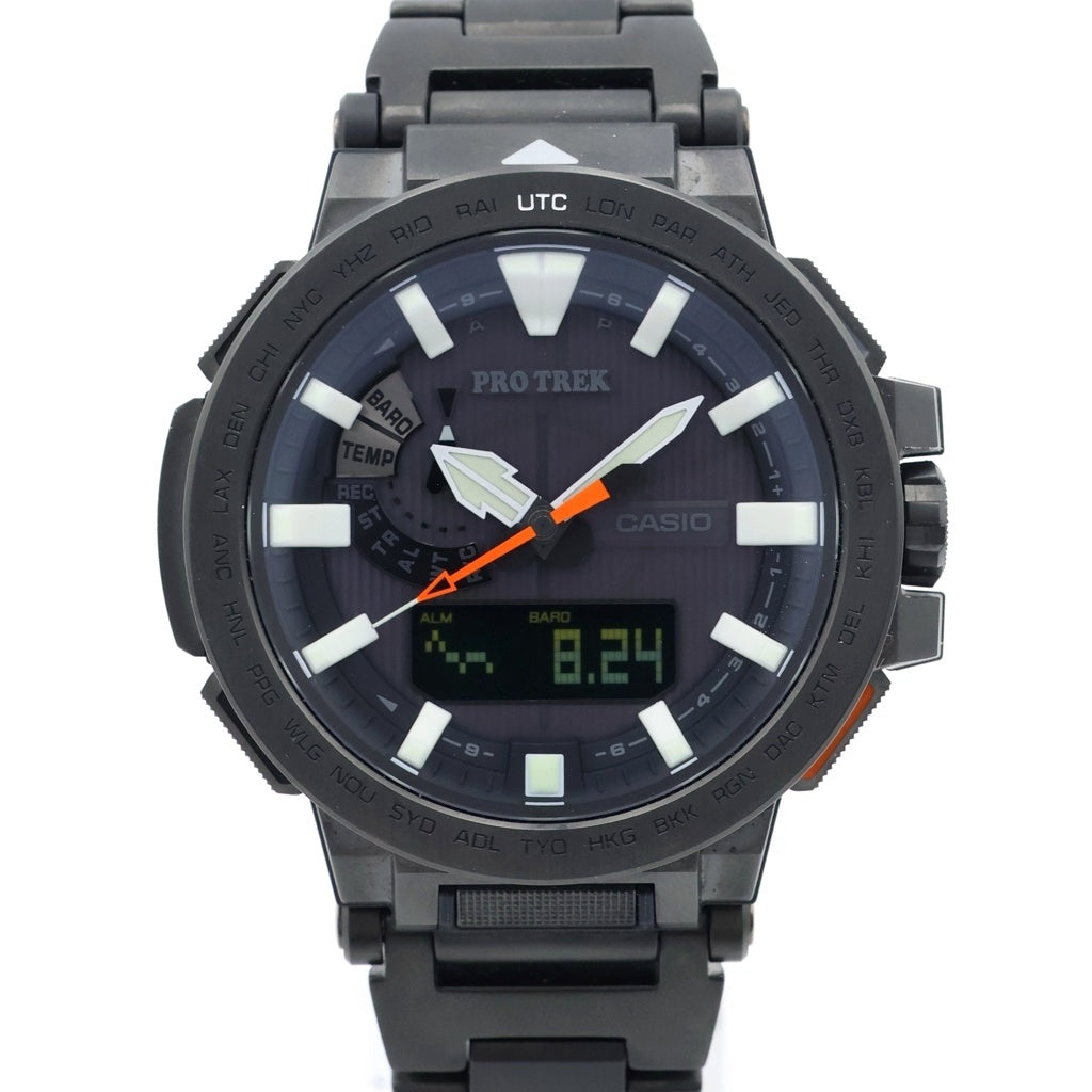 CASIO(カシオ) プロトレック 黒文字盤 チタニウム 電波ソーラー 腕時計 ブラック PRX-8000YT