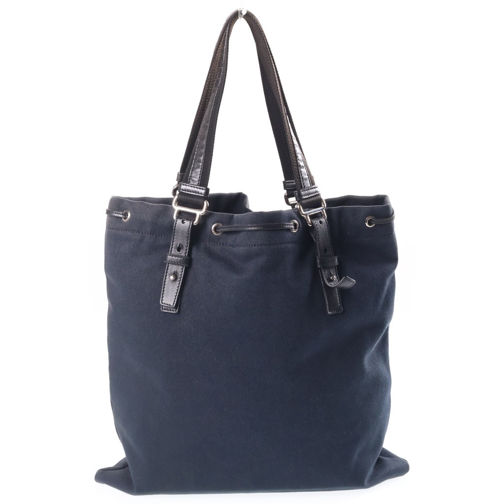 YVES SAINT LAURENT(イヴサンローラン) カハラ トートバッグ ロゴ リヴゴーシュ キャンバス レザー ネイビー/ブラック