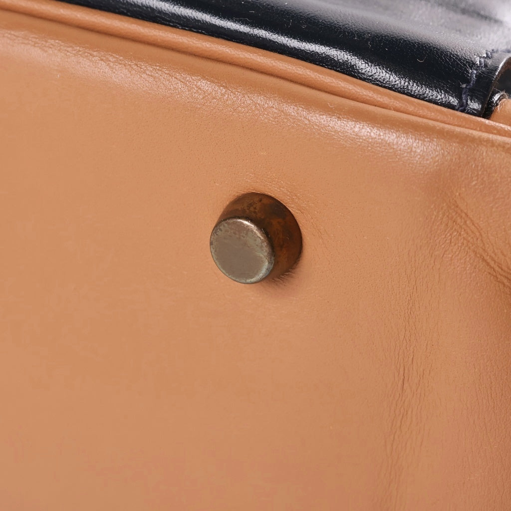 HERMES(エルメス) ロレーヌ ハンドバッグ ヴォーガリバー ボックスカーフ ゴールド金具 〇V刻印 ブルーインディゴ/ナチュラル レディース