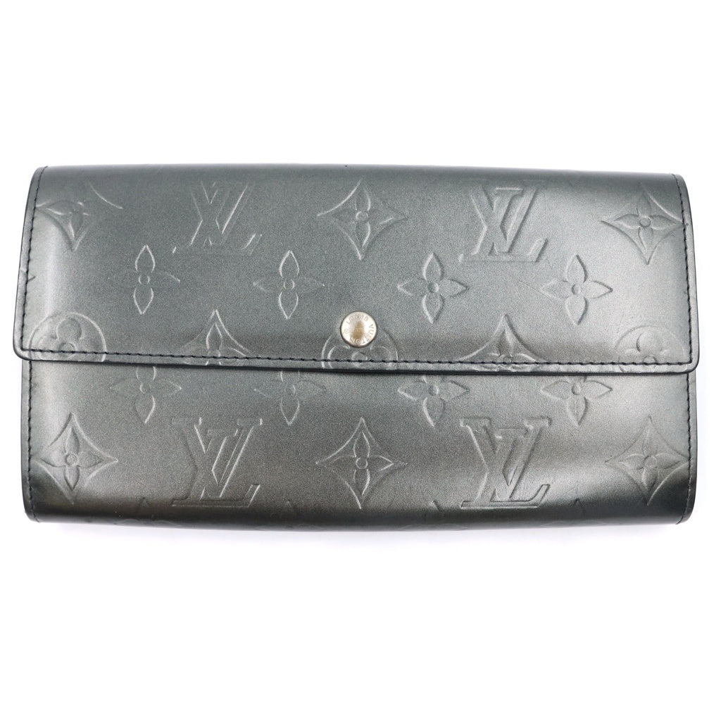 LOUIS VUITTON(ルイヴィトン) モノグラムマット ポルトフォイユサラ ロングウォレット 長財布 カードケース メタリックグレー レザー M65142 レディース