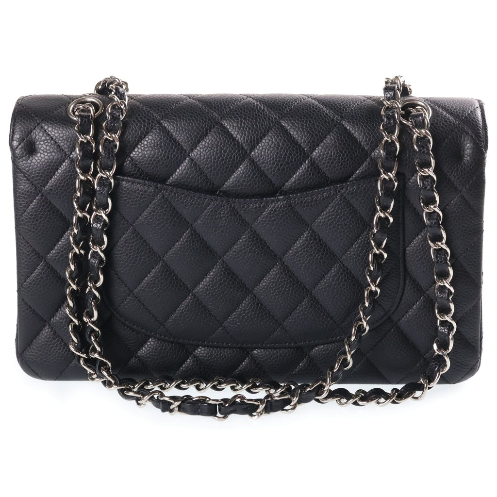 CHANEL(シャネル) マトラッセ25 チェーンショルダー Wフラップ Wチェーン ブラック キャビアスキン シルバー金具 A01112 シールあり 13番台 レディース