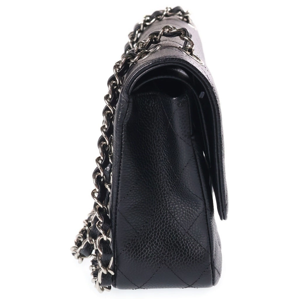 CHANEL(シャネル) マトラッセ25 チェーンショルダー Wフラップ Wチェーン ブラック キャビアスキン シルバー金具 A01112 シールあり 13番台 レディース