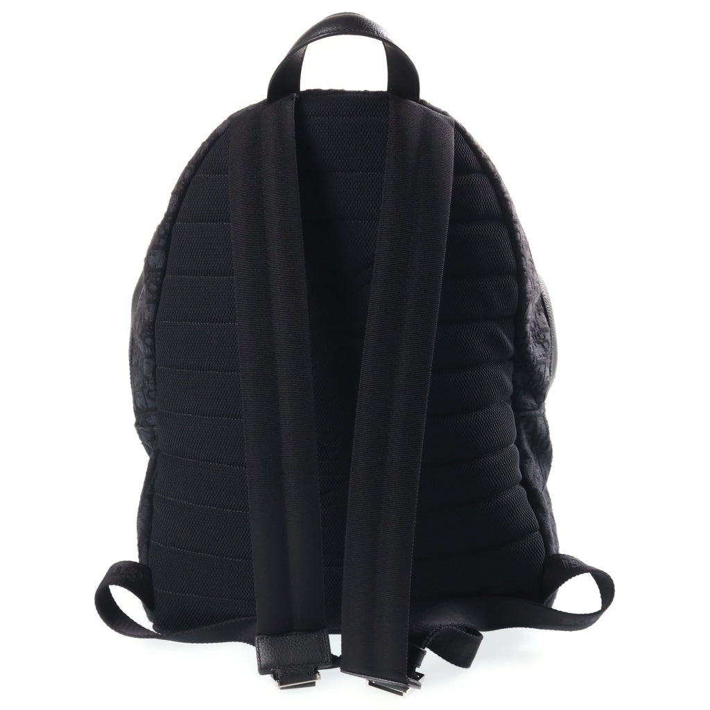 Christian Dior(クリスチャンディオール) オブリーク ジャカード バックパック リュックサック ブラック キャンバス×レザー 1VOBA088YKY_H00N シルバー金具 レディース