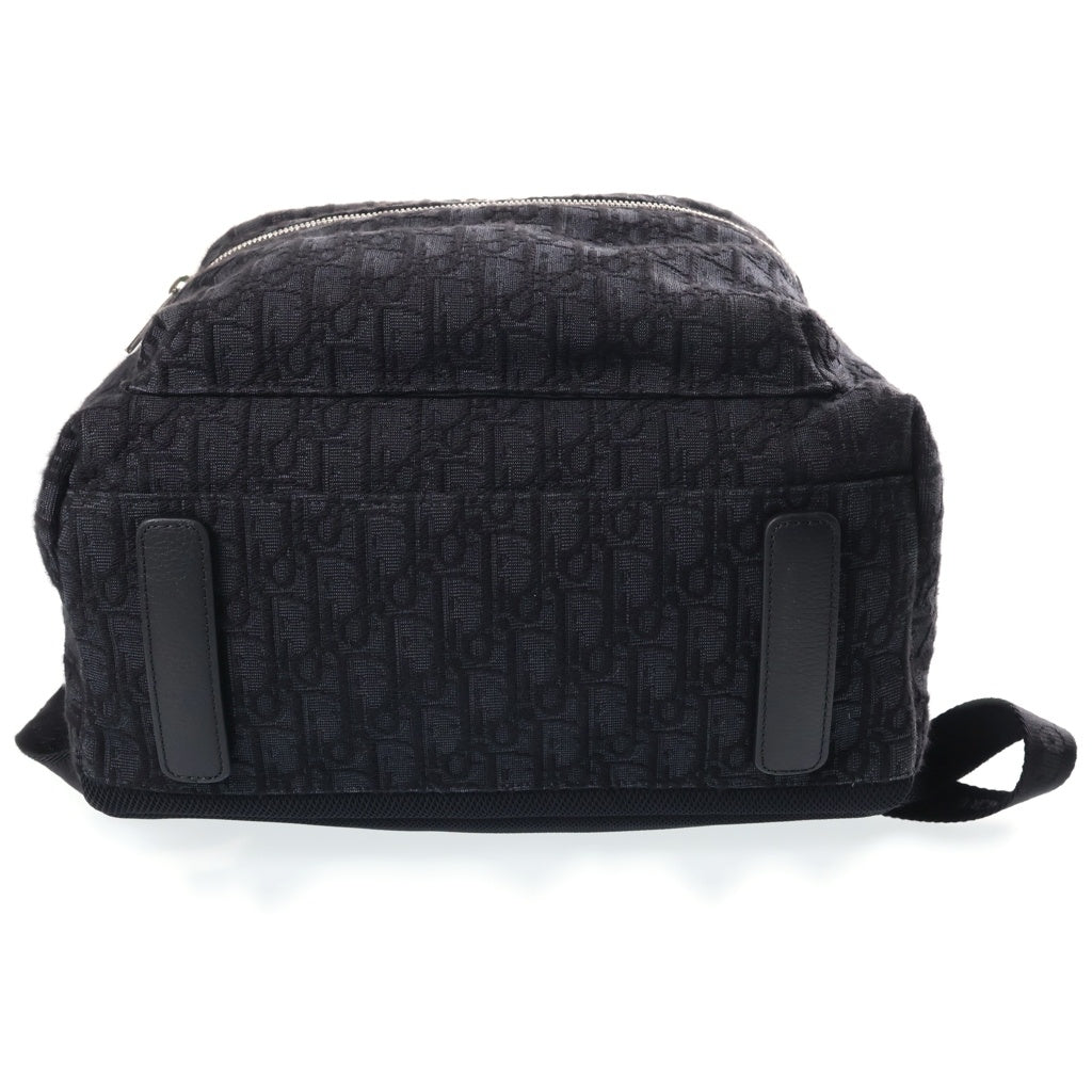 Christian Dior(クリスチャンディオール) オブリーク ジャカード バックパック リュックサック ブラック キャンバス×レザー 1VOBA088YKY_H00N シルバー金具 レディース