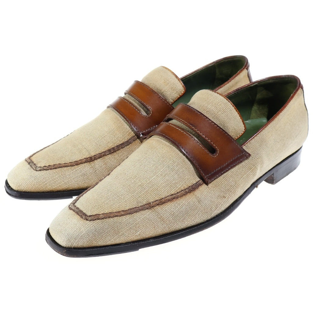 Berluti(ベルルッティ) アンディ ローファー ビジネスシューズ ブラウン×ベージュ キャンバス×レザー #6 1/2