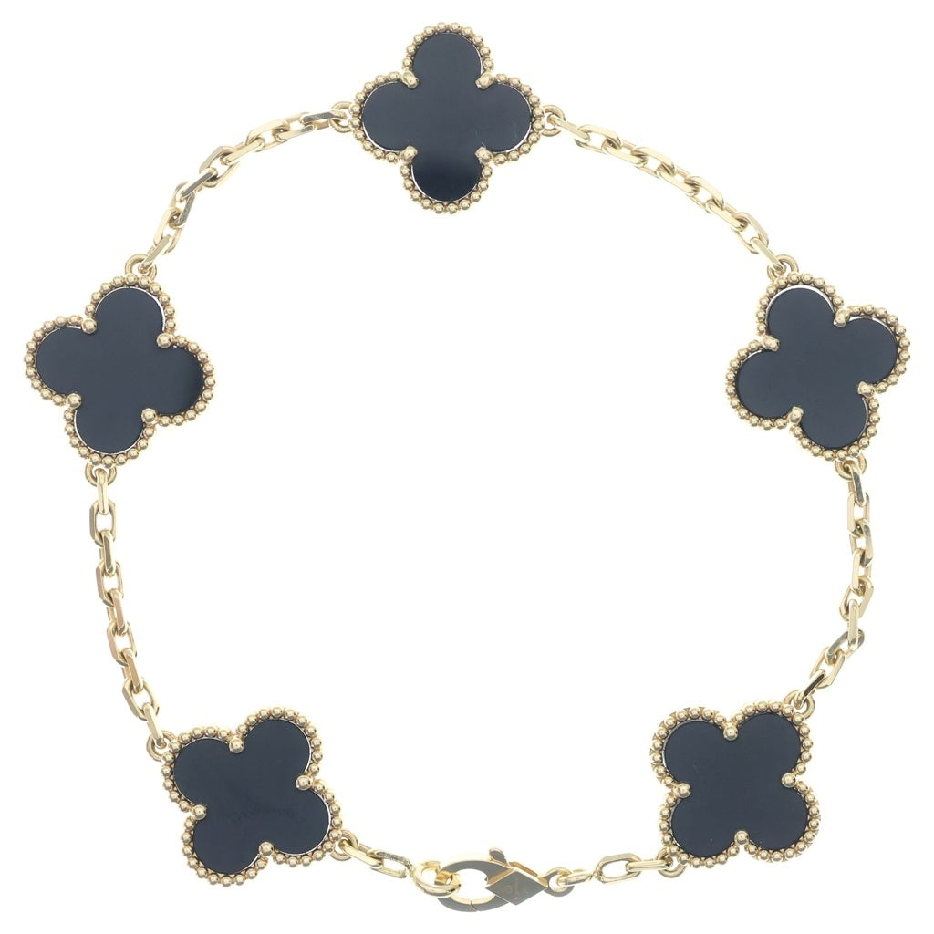 Van Cleef & Arpels(ヴァンクリーフアンドアーペル) ヴィンテージアルハンブラ 5モチーフ オニキス Au750 K18YG ブレスレット イエローゴールド VCARA41300 レディース
