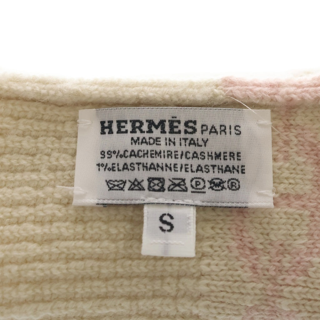 HERMES(エルメス) ヘヴン カシミヤ グローブ 手袋 シェーヌダンクル柄 ピンク レディース