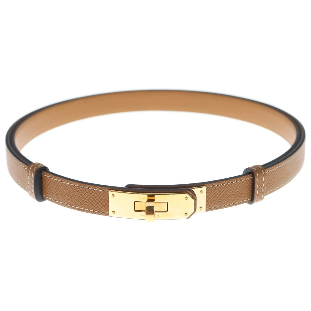 HERMES(エルメス) ケリーベルト ゴールド ブラウン エプソン K刻印 ピンクゴールド金具 レディース