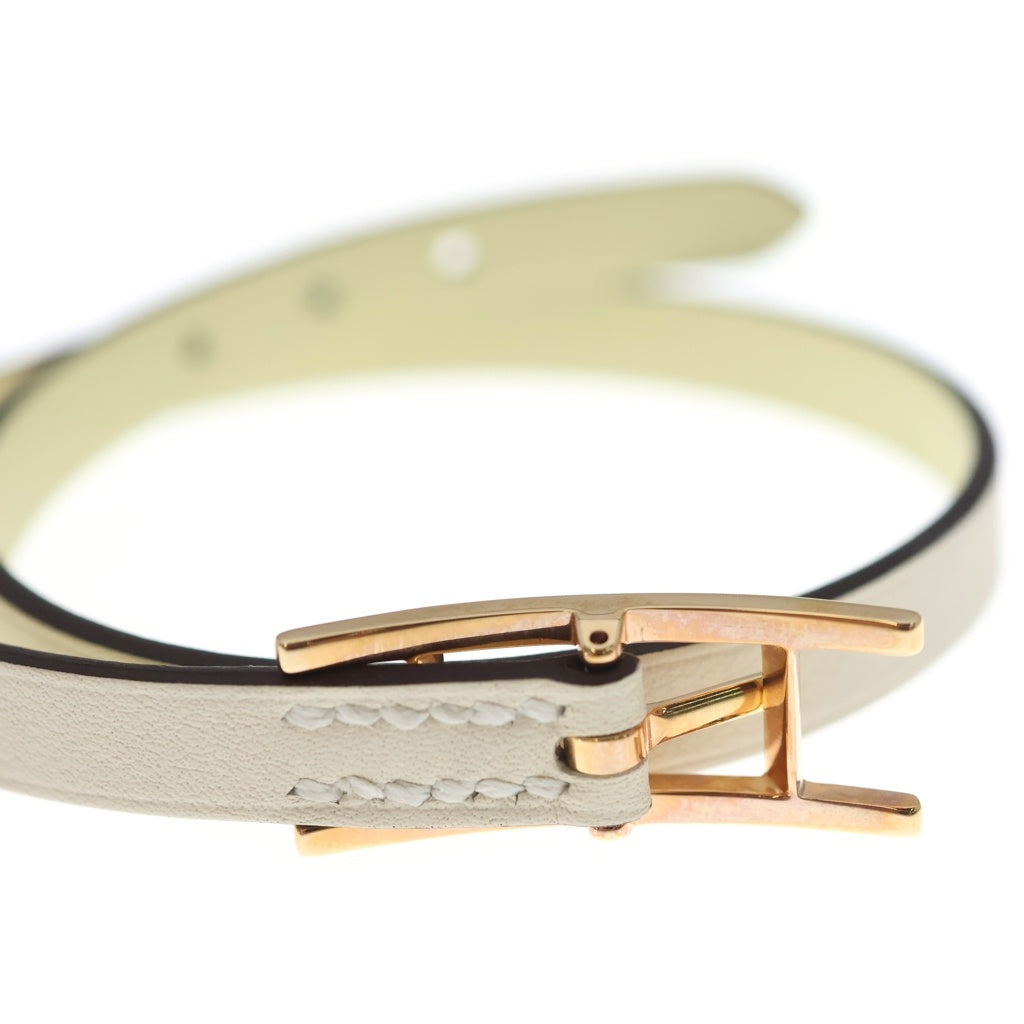 HERMES(エルメス) ブレスレット アピ3 レザー ホワイト×ピンクゴールド レディース