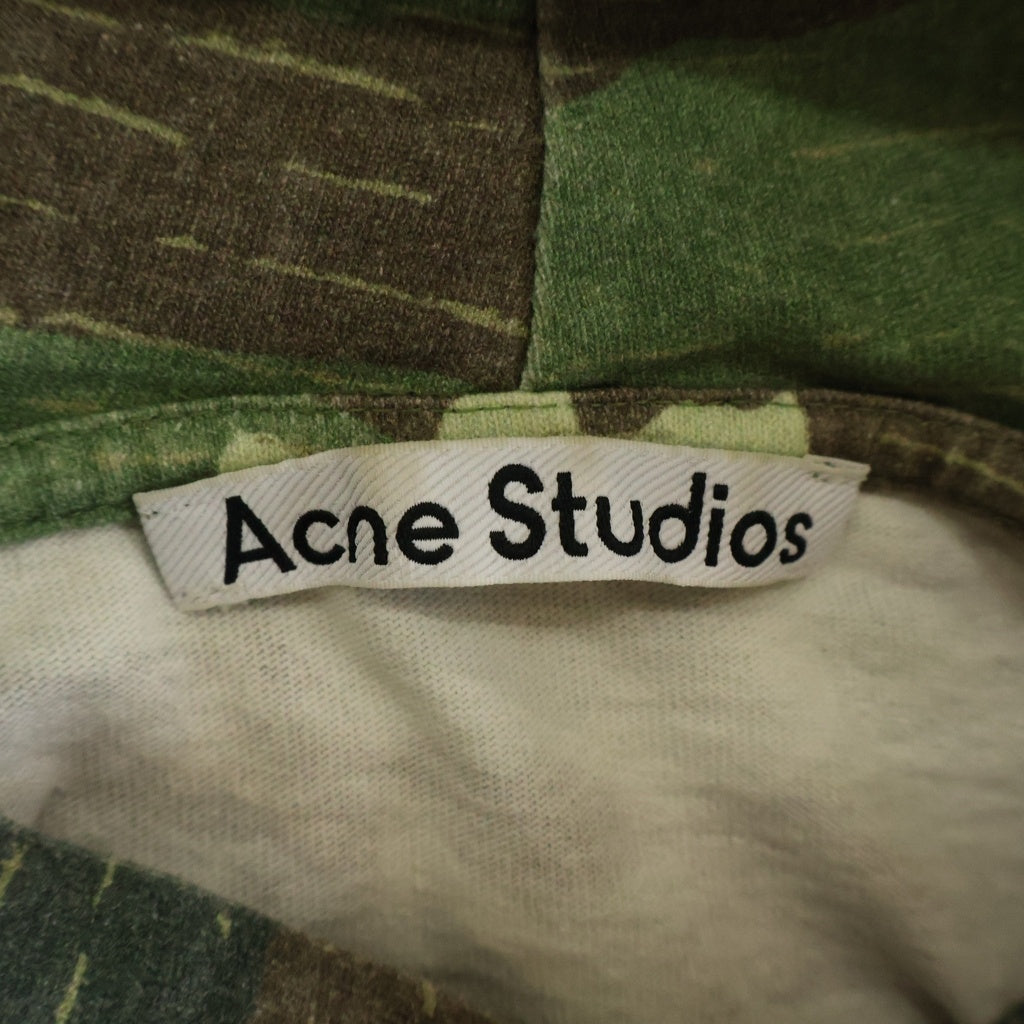 Acne Studios(アクネ ストゥディオズ) 24SS CAMOUFLAGE HOODIE SWEATSHIRT カモフラージュ ロゴラインストーンパーカー プルオーバーフーディー グリーン FN-MN-SWEA000360
