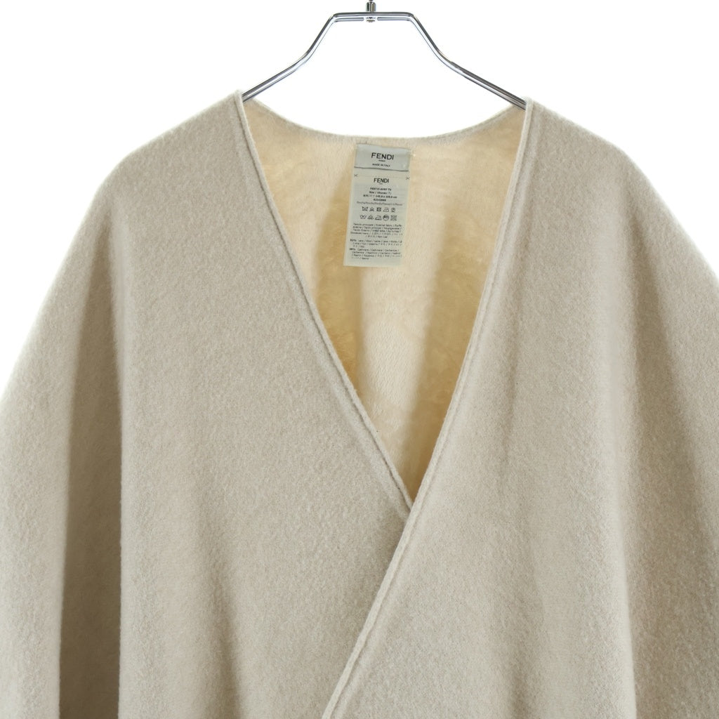 FENDI(フェンディ) Reversible Wool and Cashmere Poncho リバーシブル ウール カシミヤポンチョ ケープ FFモノグラム ベージュ FXX715 レディース