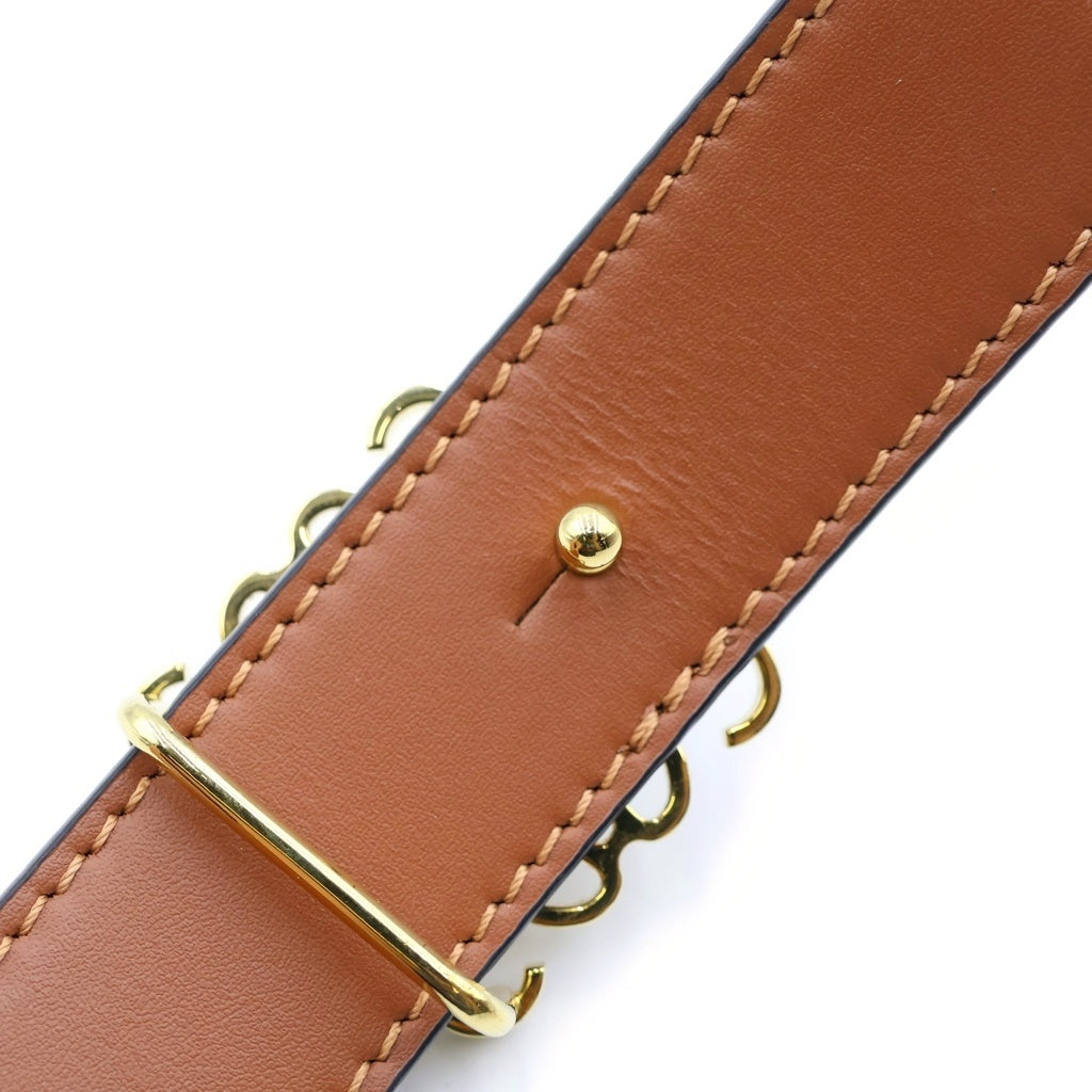 LOEWE(ロエベ) アナグラム リバーシブルレザーベルト ブラック×ブラウン ゴールド金具 レディース