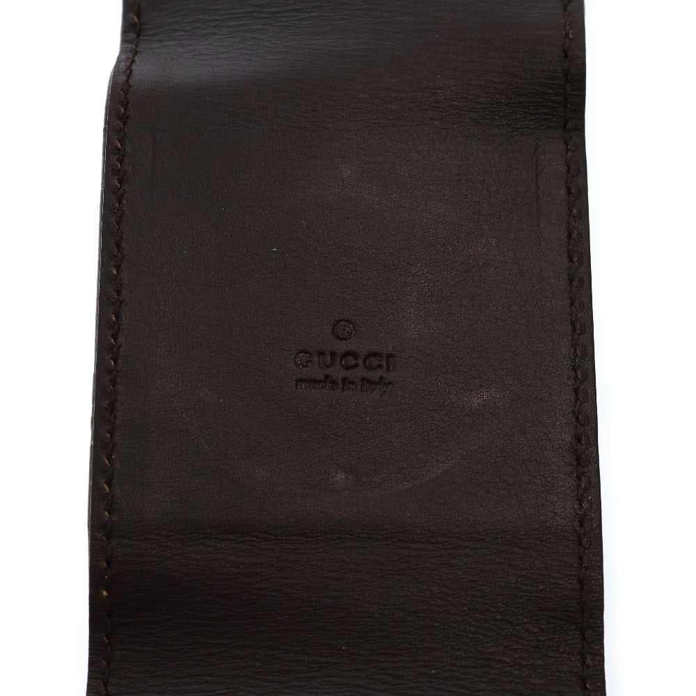 GUCCI(グッチ) 置き時計 トラベルウォッチ 黒文字盤 SS×レザー/QZ ステンレス クォーツ 200 グッチシマ ブラウン