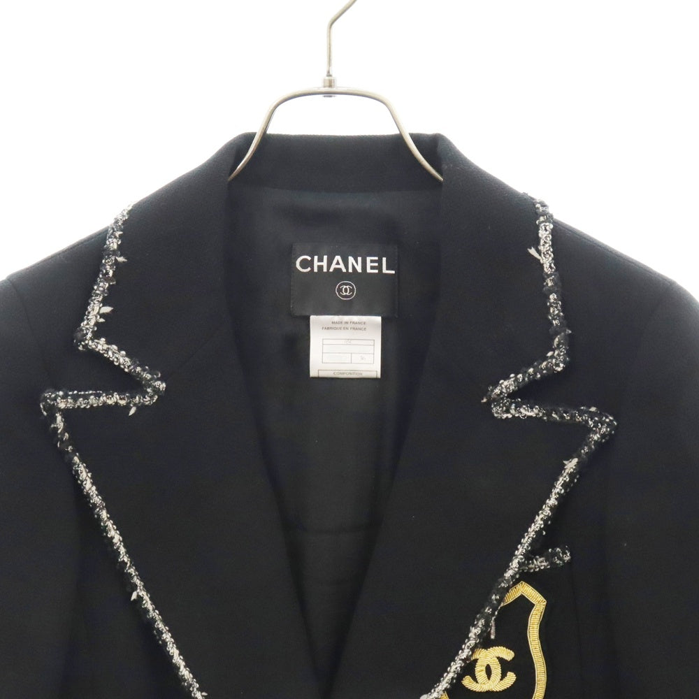 CHANEL(シャネル) ココマーク ツイード テーラード ジャケット エンブレム ブラック ウール 05C 36サイズ